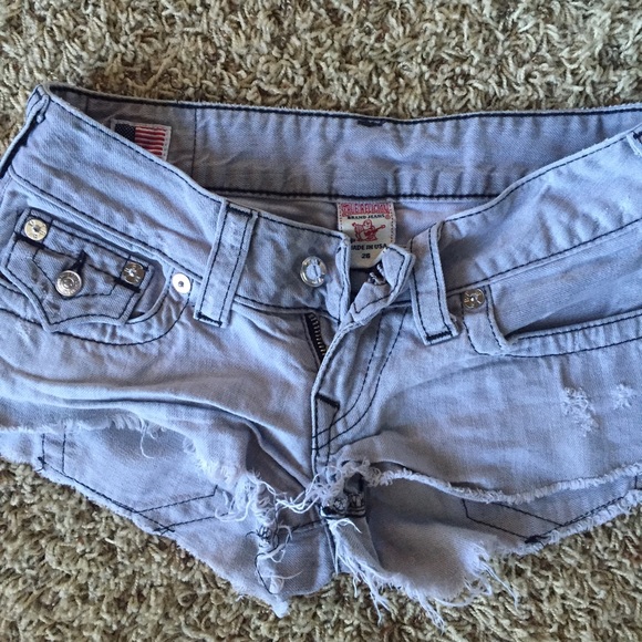 Grey Joey cutoff true religion short shorts bling