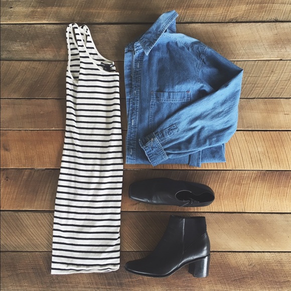Basic Black and White Striped Dress