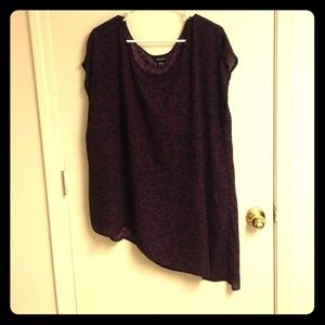 Torrid silky purple cheetah asym blouse size 2