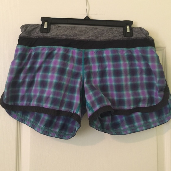 Purple & Teal Plaid Running Shorts