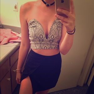 Tobi black mini skirt w/ slit