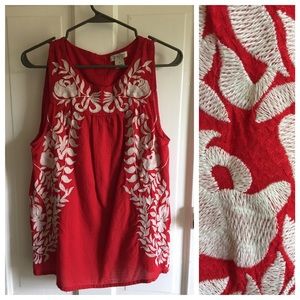 Lucky brand embroidered peasant top