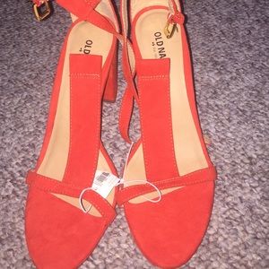 Orange wedge heel