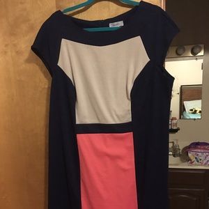Navy, coral, and nude dress 18w