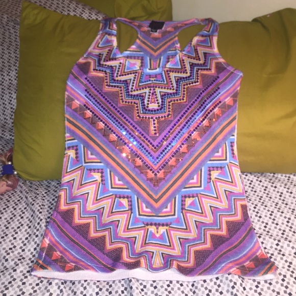 2B BeBe sequin multi color top