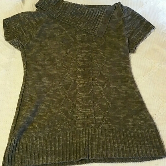 Gray Short Sleeve  Sweater Tunic
