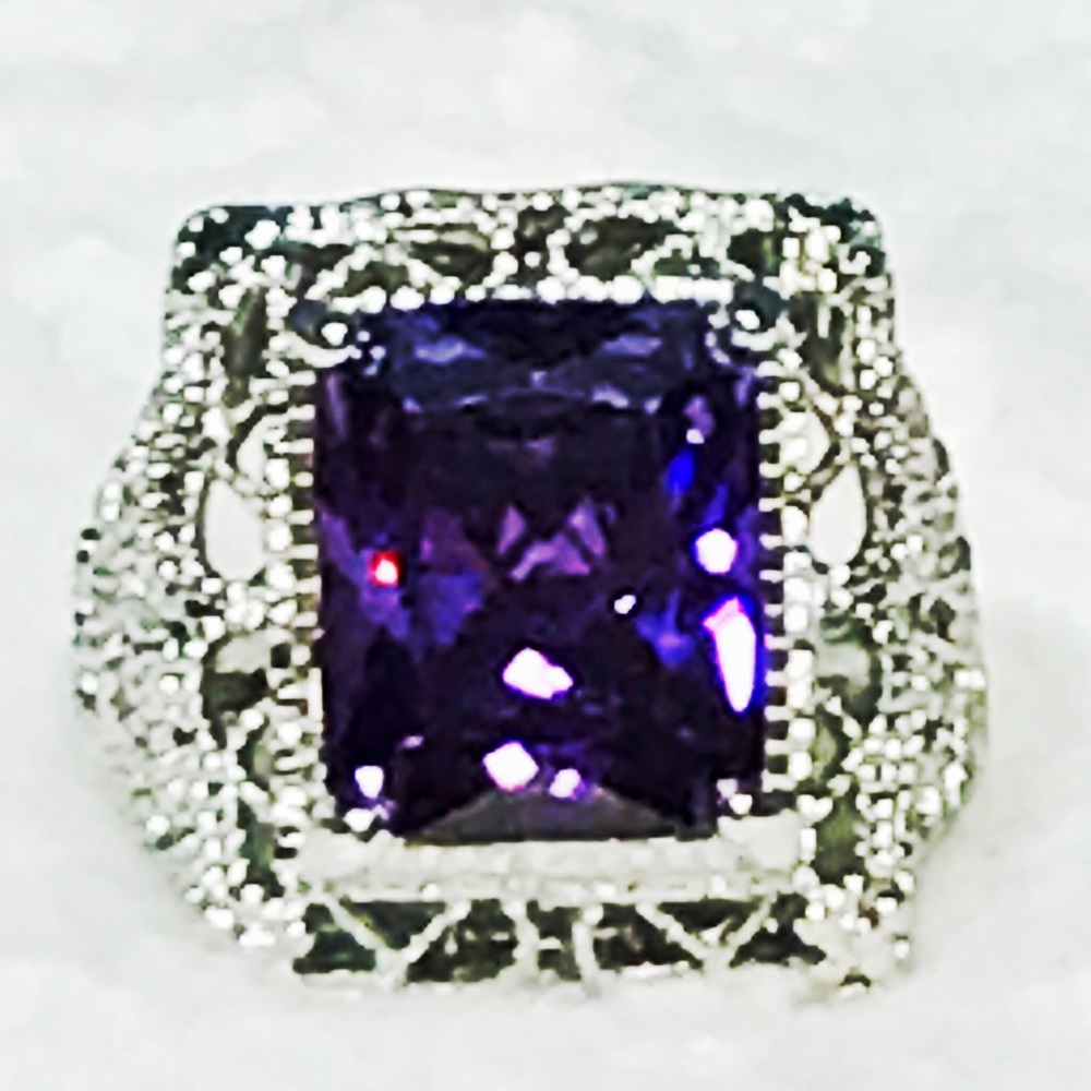 925 Sterling Silver Natural Amethyst Gemstone Ring