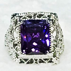 925 Sterling Silver Natural Amethyst Gemstone Ring