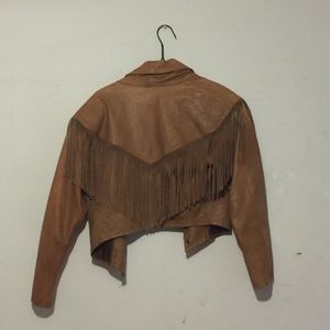 Vintage Caramel Leather Fringe Jacket