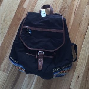 NWT black backpack w print details