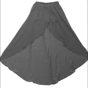 Flowing skirt with short underneath.