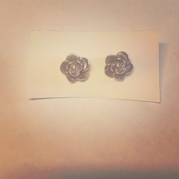 Sterling Silver Rose Earrings