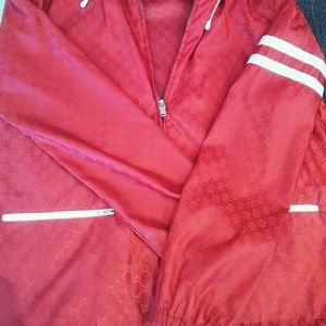 Brand new Red Gucci windbreaker style logo jacket