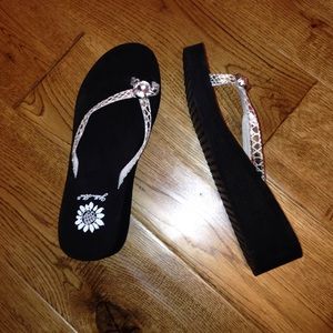 Yellow Box wedged flip flops