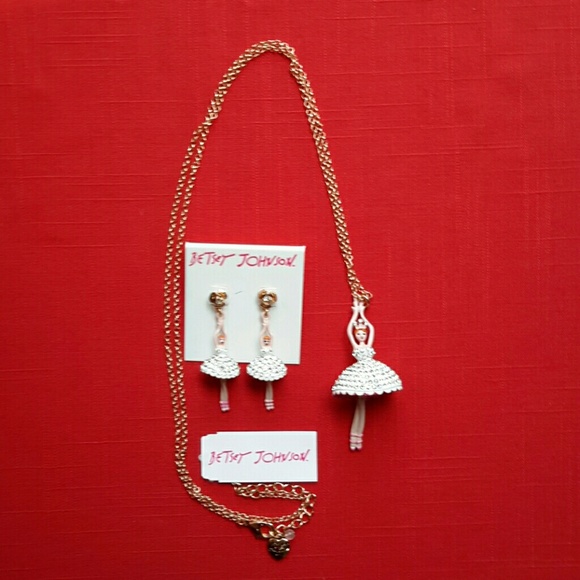 Betsey Johnson Ballerina Necklace & Earring Set