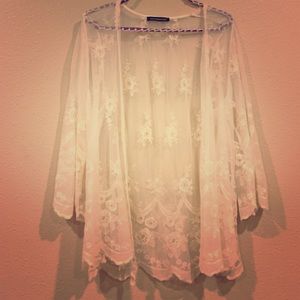 Sheer lace cream cardigan