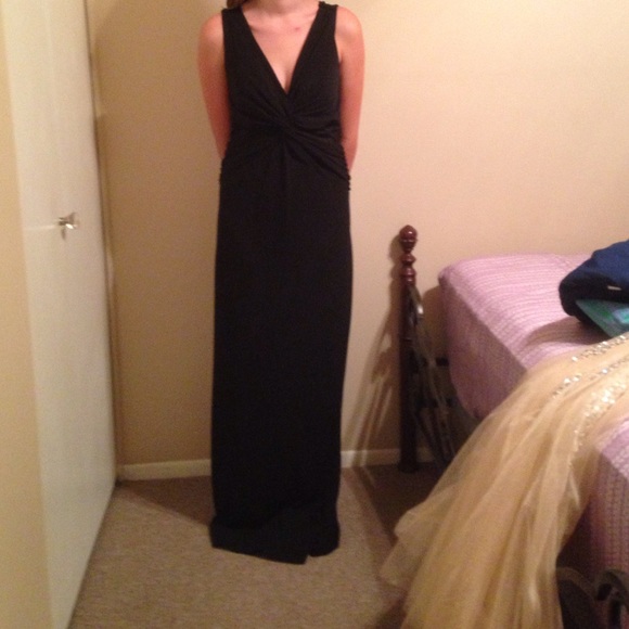 A black long dress with lace