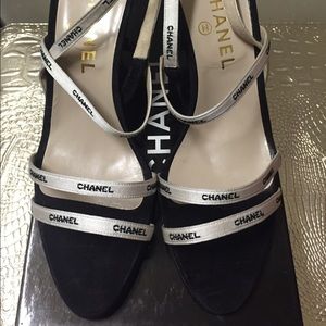 Strappy logo Chanel heels
