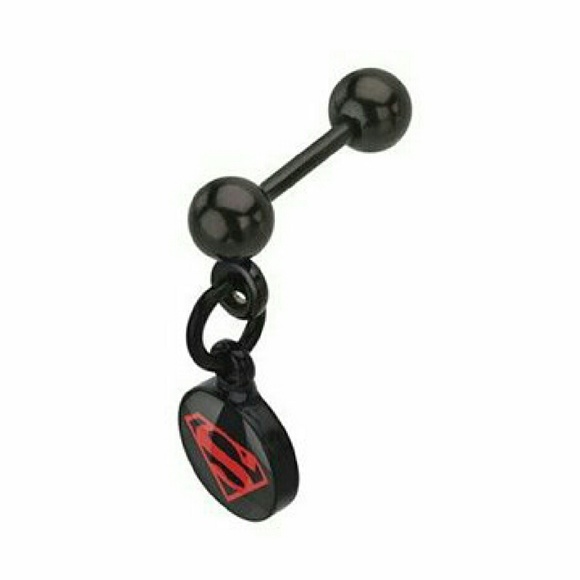 Cartilage Earring 18G Superman Red Logo Black/Red