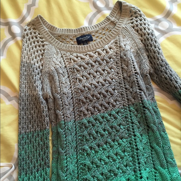 American Eagle sweater, grey to Teal ombré.