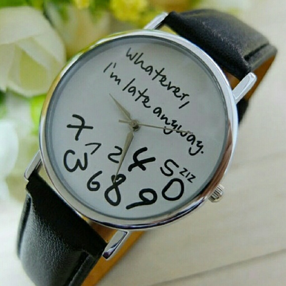 Fun black leather watch - Picture 1 of 2