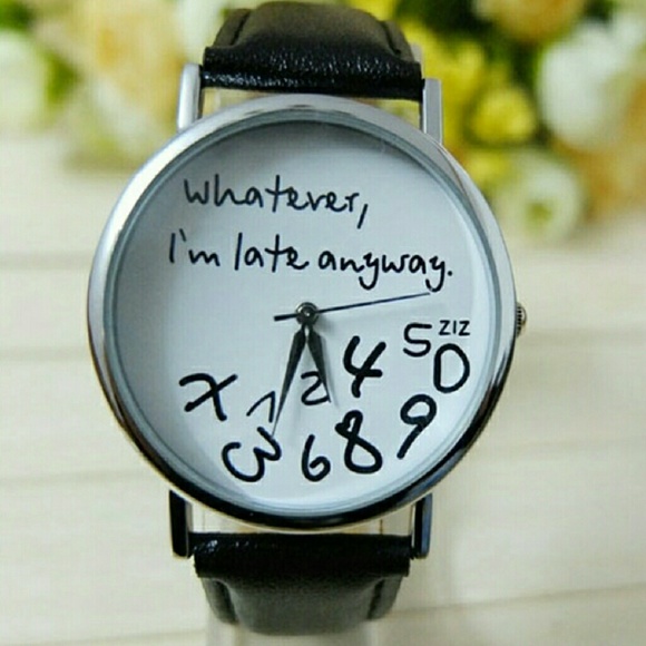 Fun black leather watch - Picture 2 of 2