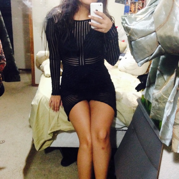 💥Tight black mesh dress - Picture 3 of 4