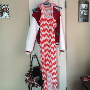 Orange and White chevron sun dress