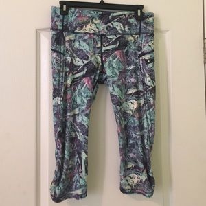 Teal & Purple Shattered Printed Running Tights