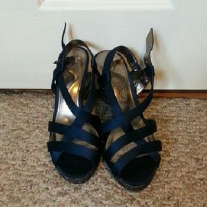 Navy blue sparkly heels