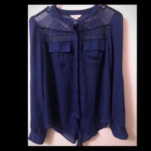 Blue button up blouse