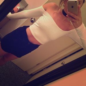 White off the shoulder crop top from Tobi