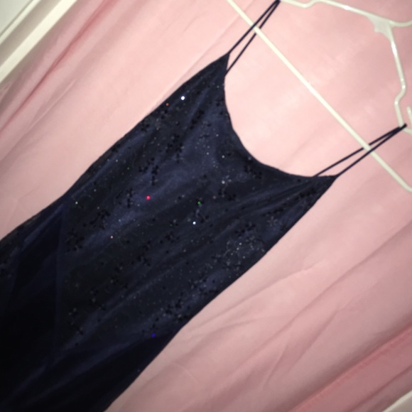 Navy blue spaghetti strap dress