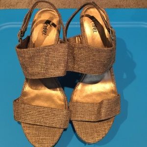 Gold wedge sandals