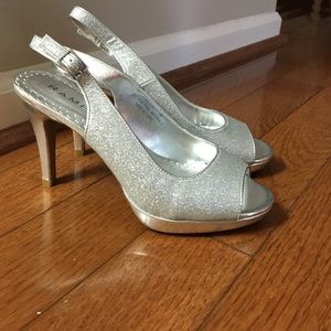 Silver glitter heels
