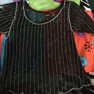 Sheer black and gold top