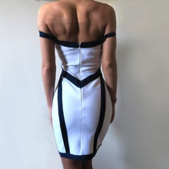 Navy & White Halter Bandage Dress - Picture 2 of 2