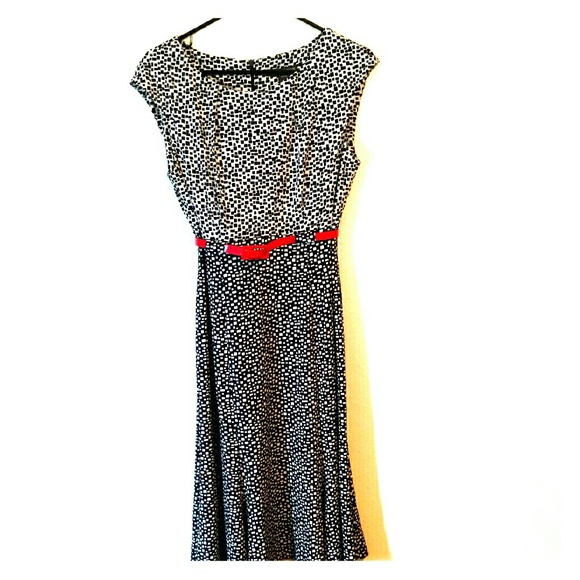Covington Black &White dress with red belt