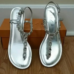 Unisa Silver Jeweled Sandals
