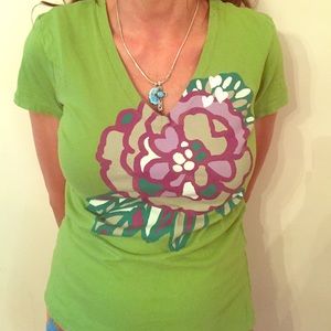 Old Navy Green Floral Tee