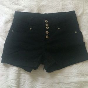 High waisted black shorts