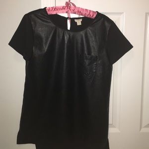 J Crew pleather and chiffon tee