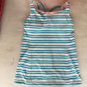 NWOT lululemon blue-and-white tank (size 6)