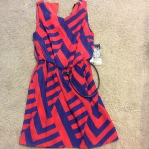 Blue and Red chevron dress