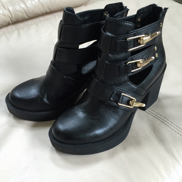 Black Gold Buckle Boot