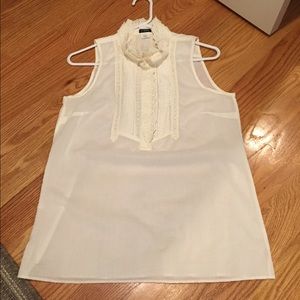 JCrew ivory lace collared tank.