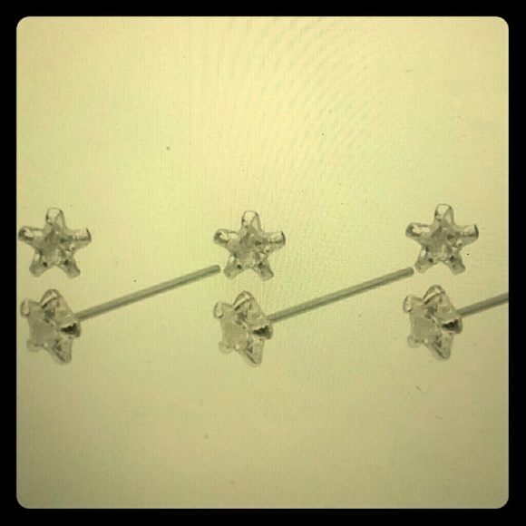 Nose stud 3 pack star gem top 925 sterling silver - Picture 1 of 3