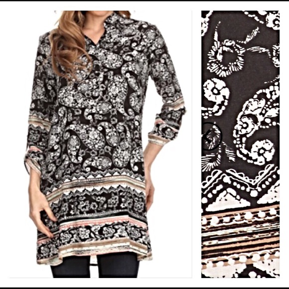 Sold Relaxed Fit Tribal Tunic Dress Large - Picture 3 of 4
