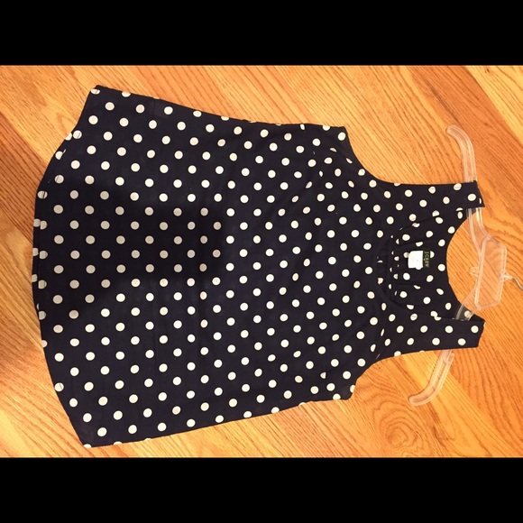 Navy and white Polka dot tank