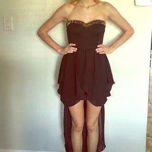 High-low black dress